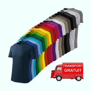 Imagine de prezentare pentru set 20 de tricouri clasice simple si culorile disponibile turcoaz, albastru, negru, gri, rosu, alb, galben
