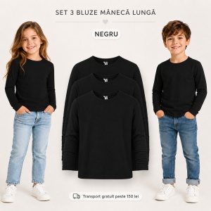 Set 3 bluze mâneca Lungă Copii din Bumbac | 8 culori disponibile - 121 - Img 13