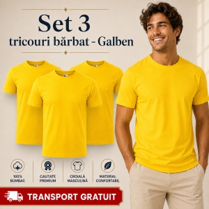 Set 3 Tricouri Bărbat în Aceeași Nuanță, 100% Bumbac, 145 g/m², Guler Rotund, 26 Culori, Mărimi S–3XL - Img 16