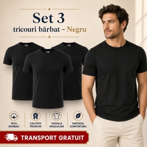 Set 3 Tricouri Bărbat în Aceeași Nuanță, 100% Bumbac, 145 g/m², Guler Rotund, 26 Culori, Mărimi S–3XL - Img 26