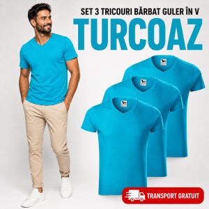 Set 3 Tricouri Bărbați cu Guler în V Malfini 146, Premium, 100% Bumbac, Slim Fit, Transport Gratuit - Img 13