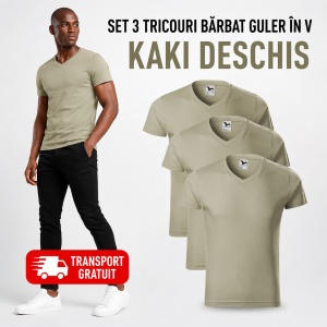 Set 3 Tricouri Bărbați cu Guler în V Malfini 146, Premium, 100% Bumbac, Slim Fit, Transport Gratuit - Img 23
