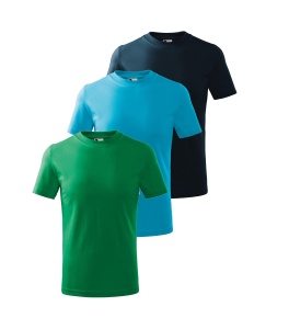 Set 3 tricouri pentru copii si culorile disponibile verde, turcoaz si negru