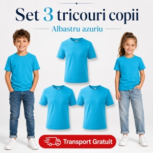 Set 3 tricouri copii din bumbac 100% – 33 nuanțe disponibile, fete și băieți Transport Gratuit - Img 12