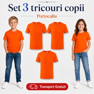 Set 3 tricouri copii din bumbac 100% – 33 nuanțe disponibile, fete și băieți Transport Gratuit - Img 32