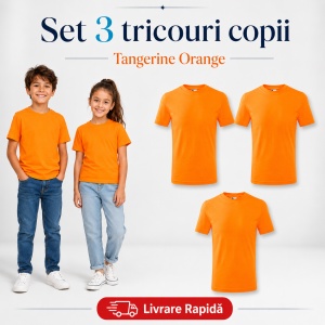 Set 3 Tricouri Copii din Bumbac 100% – Mânecă Scurtă, 35 Culori, Fete și Băieți - Img 34