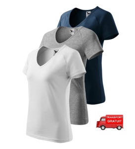 Set 3 tricouri dama guler in V decolteu simplu culori alb, albastru marin, gri inchis v-neck 128