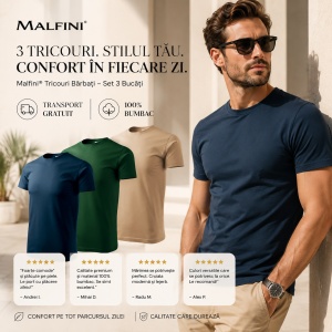 Set 3 tricouri de barbati, Malfini, Elegant Casual, Albastru marin/Verde sticla/Nisip - Img 6