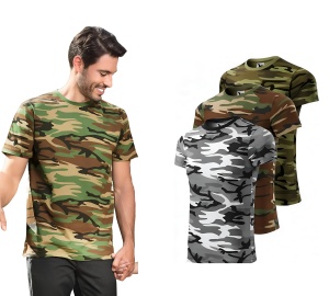 Set 3 tricouri tip camuflaj din bumbac 100%, pentru barbati, 144