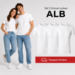 Set 3 tricouri unisex damă și bărbat, 100% bumbac, aceeași culoare, 22 nuanțe disponibile - Img 12