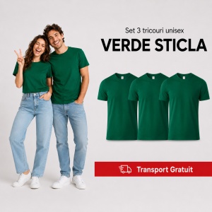 Set 3 tricouri unisex damă și bărbat, 100% bumbac, aceeași culoare, 22 nuanțe disponibile - Img 32