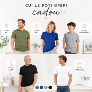 Set 5 Tricouri Bărbați 100% Bumbac – Khaki, Albastru Regal, Gri Închis, Negru și Alb | S-3XL - Img 9
