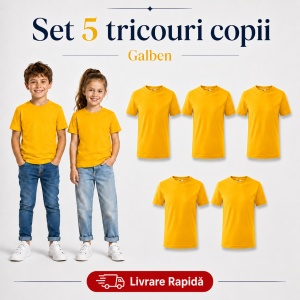 Set 5 tricouri copii din bumbac 100% – fete și băieți, 33 nuanțe disponibile - Img 19