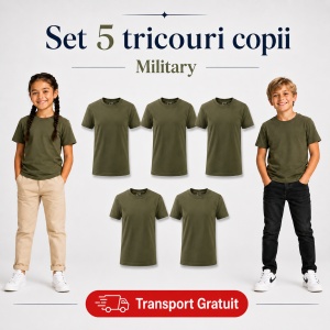 Set 5 tricouri copii din bumbac 100% – fete și băieți, 33 nuanțe disponibile - Img 29