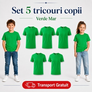 Set 5 tricouri copii din bumbac 100% – fete și băieți, 33 nuanțe disponibile - Img 39