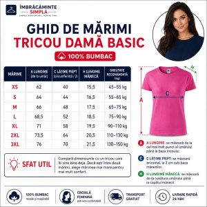 Set 5 Tricouri Damă Basic 100% Bumbac – Roșu, Purpuriu, Albastru Marin, Negru și Alb - Img 3