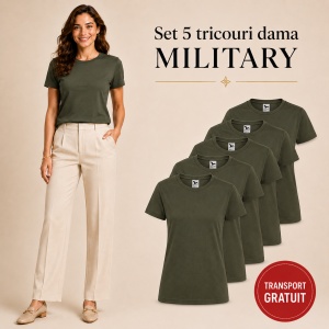 Set 5 tricouri damă simple casual | din bumbac 100%, slim fit XS - 2XL - Img 15