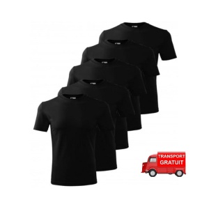 Set 5 tricouri negre din bumbac 100%