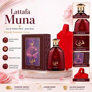 Set parfum Lattafa Muna 100ml, parfum Arabesc, Femei, Gentuta cosmetice - Img 10
