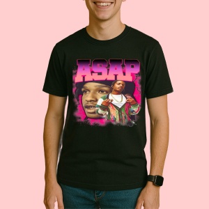 Tricou A$AP Rocky - Pink Glow, muzica Hip-Hop / Rap, Dama | Barbat | Copii, Culoare Negru - Img 3
