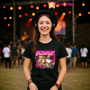 Tricou A$AP Rocky - Pink Glow, muzica Hip-Hop / Rap, Dama | Barbat | Copii, Culoare Negru - Img 5