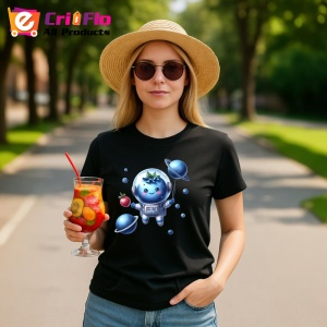 Tricou Afine amuzant de vara astronaut, Fructe, Copii | Dama, culoare negru - Img 9