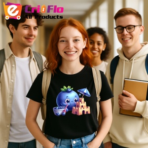 Tricou Afine amuzant de vara caste; de nisip, Fructe, Copii | Dama, culoare negru - Img 10