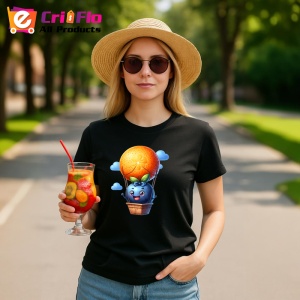 Tricou Afine amuzant de vara in balonul cu aer, Fructe, Copii | Dama, culoare negru - Img 9