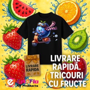Tricou Afine amuzant de vara pe scuter, Fructe, Copii | Dama, culoare negru - Img 12