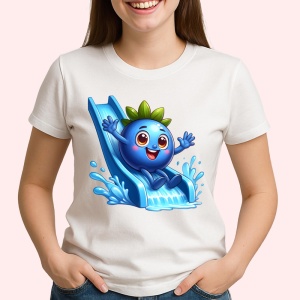 Tricou Afine amuzant de vara pe topogan, Fructe, Copii | Dama - Img 2