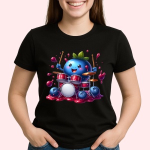 Tricou Afine amuzant de vara tobosar, Fructe, Copii | Dama, culoare negru - Img 2