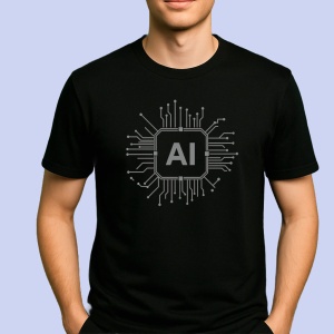 Tricou Ai Procesor Integrat Inteligenta Negru, Copii | Dama | Barbat