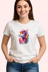 Tricou Alapca in stil pop art fundal alb Copii | Dama | Barbat