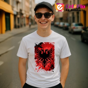 Tricou Albania Steag Splash Art, Copii | Dama | Barbat - Img 7