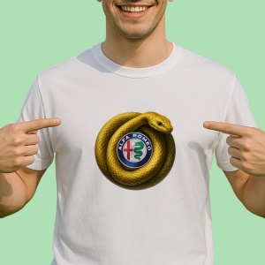 Tricou Alfa Romeo Sarpe Galben Asteptand Sa Atace | Unisex Dama si Barbat