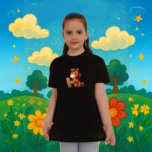 Tricou Alfabet Litera H cu animal Horse Cal, Negru, Unisex Dama si Barbat | Copii - Img 6