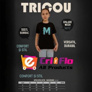 Tricou Alfabet Litera M cu circuite, cyber, tehnologie, Negru, Unisex Dama si Barbat | Copii - Img 8