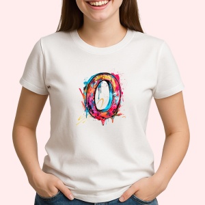Tricou Alfabet Litera O cu graffiti, design exploziv, arta urbana, Alb, Unisex Dama si Barbat | Copii