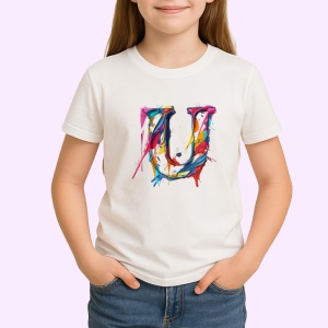 Tricou Alfabet Litera U cu graffiti, design exploziv, arta urbana, Alb, Unisex Dama si Barbat | Copii - Img 2