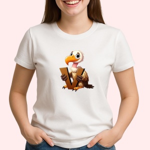 Tricou Alfabet Litera V cu animal Vulture Vultur , Alb, Unisex Dama si Barbat | Copii - Img 2