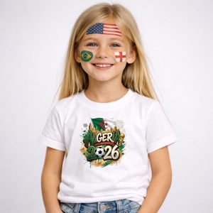 Tricou Algeria World Cup 2026 Fifa, din bumbac 100%, tricou alb, Copii | Dama | Barbat - Img 2
