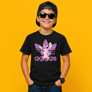 Tricou Angel Stitch Roz Logo Mov Urban Girl Streetwear Fashion, din bumbac 100%, tricou negru, Copii | Dama | Barbat - Img 3
