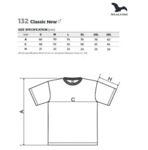 Tabel marimi dimensiuni tricou personalizat barbati