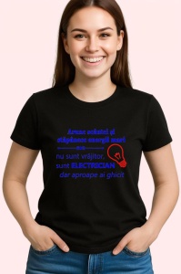 Tricou arunc scantei sunt electrician dar aproape ai ghicit mesaj electricieni, Copii | Dama | Barbat , tricou negru - Img 2