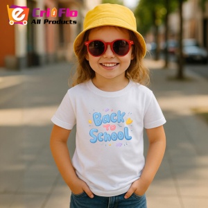 Tricou Back To School Font 3D Albastru Scoala, din bumbac 100% , tricou alb pentru Copii | Dama | Barbat - Img 5