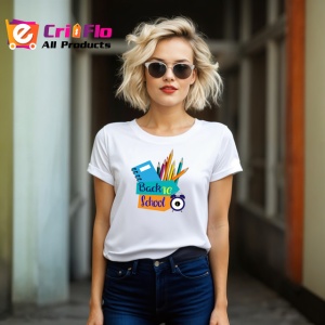 Tricou Back To School Rechizite Scolare Colorate, din bumbac 100% , tricou alb pentru Copii | Dama | Barbat - Img 8