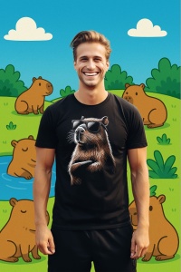 Tricou Barbat CapyBara - Ochelari de soare