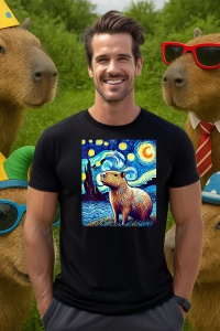 Tricou Barbat CapyBara - pictat in stil Van Gogh - Img 4