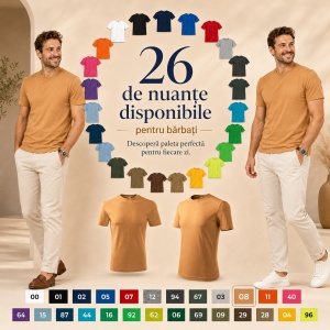 Tricou Bărbat Classic Basic New, 100% Bumbac, 145 g/m², Guler Rotund, 26 Culori, Mărimi S–3XL - Img 8