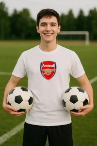Tricou barbat cu logo stema Arsenal FC Anglia , din bumbac 100% - Img 8
